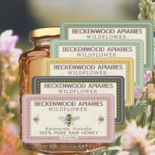 Gelbe Honigbiene-Honig-Label Forest Green Border