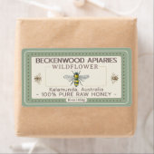 Gelbe Honigbiene-Honig-Label Forest Green Border (Insitu)