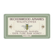 Gelbe Honigbiene-Honig-Label Forest Green Border (Vorne)