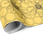 Gelbe Honigbiene & Honigwabe Geschenkpapier (Rolleneckpunkt)