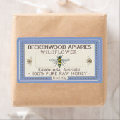 Gelbe Honigbiene Label Apiary Blue Border (Insitu)