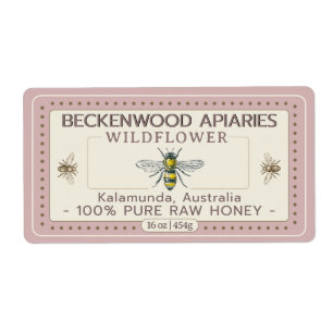 Gelbe Honigbiene Label Apiary Rose Border