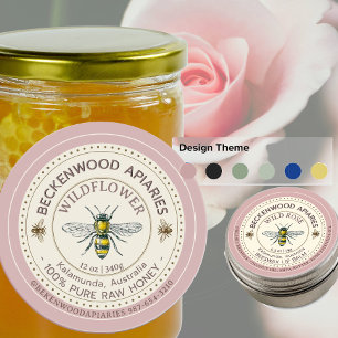 Gelbe Honigbiene-Produkt-Gütesiegel Apiary Rose Bo Runder Aufkleber