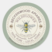 Gelbe Honigbiene Runder Aufkleber (Vorderseite)