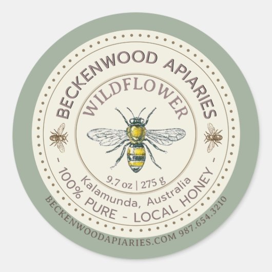 Gelbe Honigbiene Runder Aufkleber (Vorderseite)