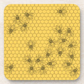 Gelbe Honigbiene und Honigwabengewebe Getränkeuntersetzer (Vorderseite)