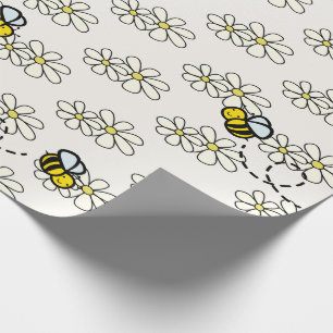 Gelbe Honigbiene und Weißes Gänseblümchen-Muster C Geschenkpapier