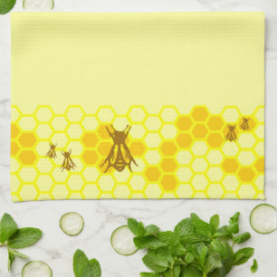 Gelbe Honigbienen-Waben-Küchenhandtuch Küchentuch