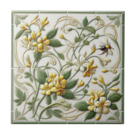 Gelbe Honigsuckle und Blume Dekorative Tile-1 Fliese