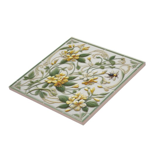 Gelbe Honigsuckle und Blume Dekorative Tile-1 Fliese (Seite)