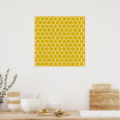 Gelbe Honigwabe Bienenstock Hexagonal Muster Poster (Küche)