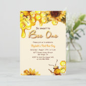 Gelbe Honigwabe Erster Bienentag 1. Honig Geburtst Einladung (Stehend Vorderseite)