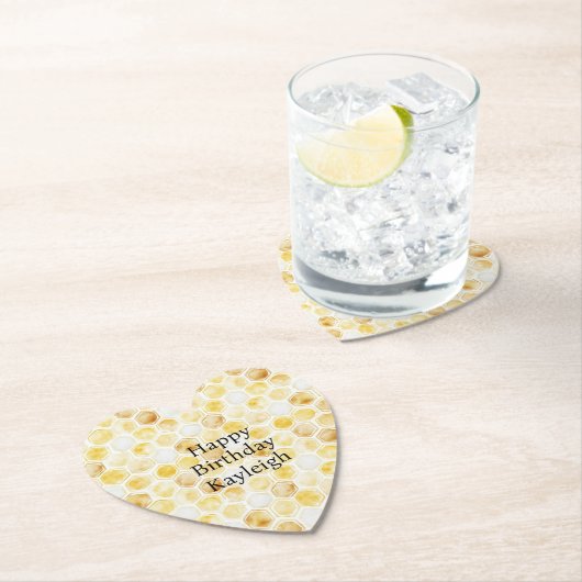 Gelbe Honigwabe Geburtstag Untersetzer (Vor Ort)