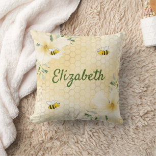 Gelbe Honigwabenbienen Blume nennen Spaß Kissen