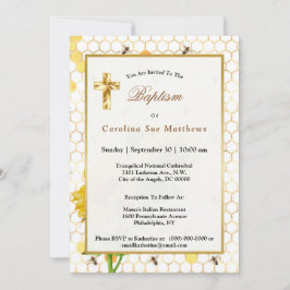 Gelbe Honigwabenbienen Goldtaufe Einladung