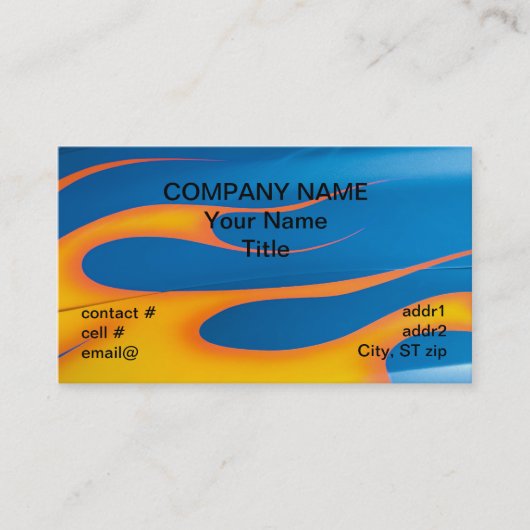 gelbe hotrod Flammen auf Blau Visitenkarte (Vorderseite)