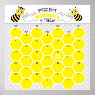Gelbe Hummel Geburtstagsvorhersage-Kalender Poster