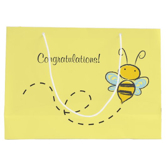 Gelbe Hummel Große Geschenktüte (Rückseite)