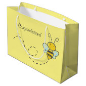 Gelbe Hummel Große Geschenktüte (Rückseite Schrägansicht)