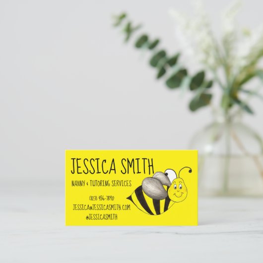 Gelbe Hummelblume Insekt Buzz Visitenkarte (Stehend Vorderseite)