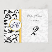 Gelbe HummelDamast Wirbel Tischnummer Karten (Rückseite)