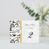 Gelbe HummelDamast Wirbel Tischnummer Karten (Stehend Vorderseite)