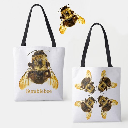 Gelbe Hummeln auf Weiß Tasche