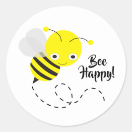 Gelbe Hummeln, Bee Happy! Runder Aufkleber