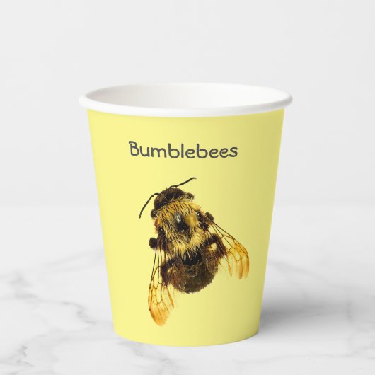 Gelbe Hummeln glücklich Pappbecher (Vorderseite)