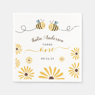 Gelbe Hummeln und Sonnenblumen Erstgeburt Serviette