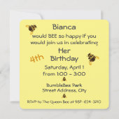 Gelbe Hummeln Zeit, um glücklich zu sein Geburtsta Einladung (Rückseite)