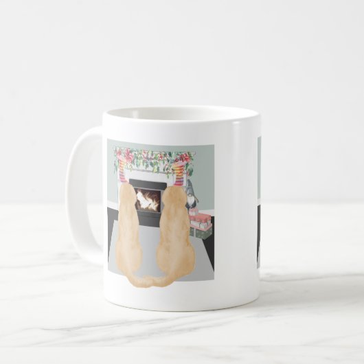 Gelbe Hunde in der Weihnachtsszene Kaffeetasse (Vorderseite Links)