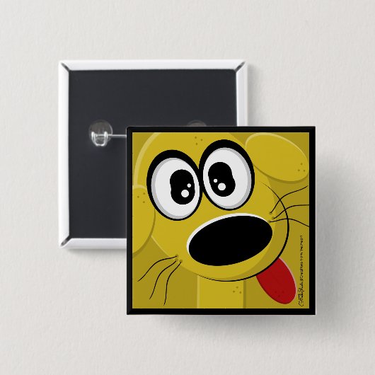 Gelbe Hundegesicht Button (Vorne & Hinten)