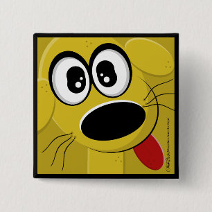 Gelbe Hundegesicht Button