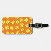 Gelbe Hundeschraube druckt überall in orangefarben Gepäckanhänger (Vorderseite horizontal)