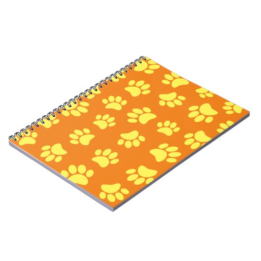 Gelbe Hundeschraube druckt überall in orangefarben Notizblock (Linke Seite)