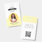 Gelbe ID-Karte | Minimalistischer Geschäftsmitarbe Ausweis (Vorder- & Rückseite)