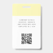 Gelbe ID-Karte | Minimalistischer Geschäftsmitarbe Ausweis (Rückseite)