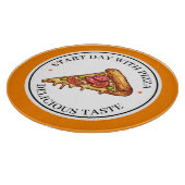 Gelbe Illustration Circle Pizza Cutting Board Schneidebrett (Ecke)