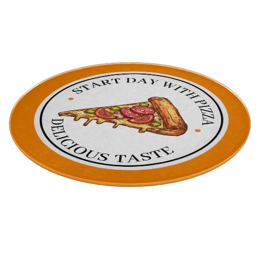 Gelbe Illustration Circle Pizza Cutting Board Schneidebrett (Ecke)