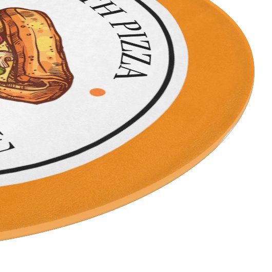 Gelbe Illustration Circle Pizza Cutting Board Schneidebrett (Ecke)