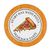 Gelbe Illustration Circle Pizza Cutting Board Schneidebrett (Vorderseite)