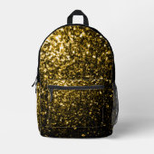 Gelbe Imitate Glitzer Glitzern und schwarz Bedruckter Rucksack (Vorderseite)