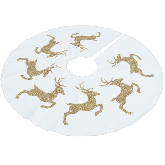 Gelbe Imitate Glitzer Textur Springen Hirsche Form Polyester Weihnachtsbaumdecke (Schrägansicht)