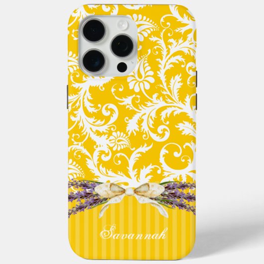 Gelbe Imitate Rhinstone Personalisiert Damask iPho Case-Mate iPhone Hülle (Rückseite)