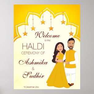 Gelbe indische Grenze für das gemeinsame haldi-Beg Poster