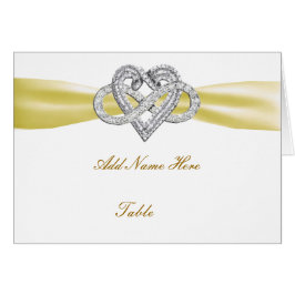 Gelbe Infinity Heart Wedding Table Platzkarte