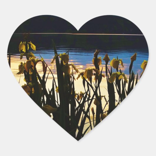 Gelbe Iris am Ufer des Arrowhad-Sees Herz-Aufkleber (Vorderseite)