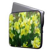 Gelbe Iris-Blume-Patrone Laptopschutzhülle (Vorderseite Links)