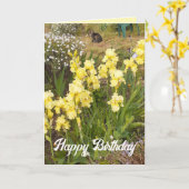 Gelbe Iris und Tabby Katze Blume Blumenkarte Karte (Gelbe Blume)
